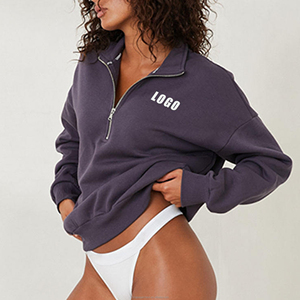 Custom OEM High Quality Half <strong>Zip</strong> Pullover 100% Cotton Fleece Sweatshirt Sport Oversized Golf <strong>Quarter</strong> <strong>Zip</strong> <strong>Jumper</strong> for Women - Product Image 3