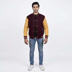 Parches bordados personalizados estilo hip-hop mangas de cuero hechas en fábrica Letterman CollegeBaseballjacket para hombres - Product Image 1