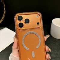 Compatible avec l'étui magnétique Starry Sky Glitter 17 avec cadre métallique et coque en PC incrustée de strass pour téléphones portables