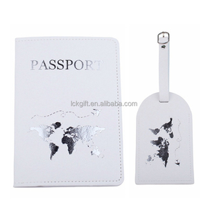 2024 bas quantité minimale de commande élégant voyage pas cher en cuir PU blanc porte-passeport étiquette de bagage ensemble - Product Image 4