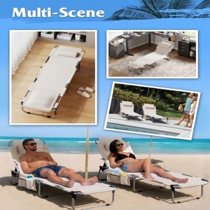 Moderne 5-positie Draagbare Strandstoel Comfortabele Oxford Opvouwbare Buitenmeubels Gezicht Gat Voor Patio Zwembad Strandcamping - Product Image 6