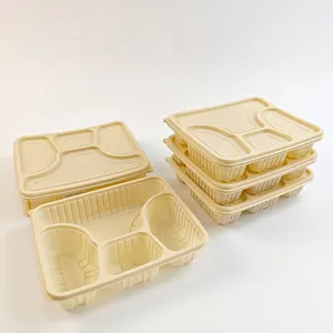 13 16 21 25 30 40oz 2 3 4 5 Compartment Compostable Tableware Disposable Biodegradable Dinnerware Cornstarch Food Container Box