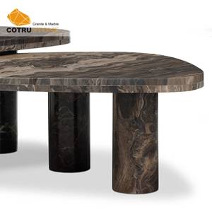 Tavolino da Caffè in Marmo Naturale Rocky Brown di Cotrustone, Arredamento per Soggiorno, <span class=keywords><strong>Tavolo</strong></span> Laterale Personalizzato - Product Image 5