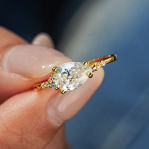 9 adodo Đồ Trang Sức 18K Vàng Mạ S925 Bạc Chất Liệu Lê Cắt Vvs1 1.5ct Gra Giấy Chứng Nhận Moissanite Nhẫn Cho Đám Cưới Hôn Nhân - Product Image 2