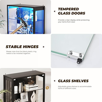 Vitrine en verre sur mesure à 6 niveaux avec éclairage LED, détecteur de mouvement et étagères en verre réglables pour objets de collection, figurines et décoration intérieure