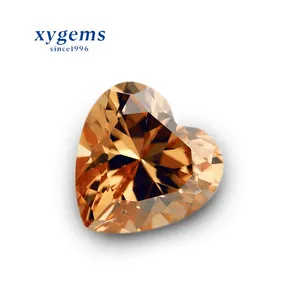 Best Quality Loose Gemstones Champagne Heart Cut Cz For Cubic Zirconia Jewellery Pendant
