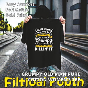 Camiseta de manga corta con cuello redondo y ajuste regular para mujer, 100% algodón, con estampado de punto informal, Grumpy Old Man Killin It - Product Image 2