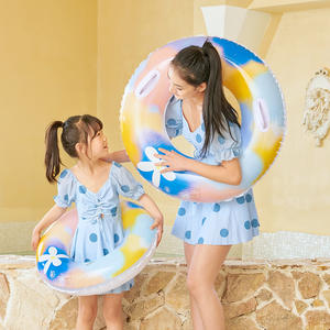Bouée gonflable Xiaolu à motif floral aquarelle, ronde, épaisseur 0,20 mm, pour piscine et parc aquatique, flotteur unisexe sous les aisselles - Product Image 1