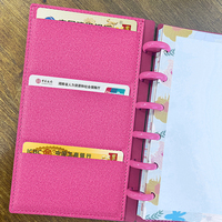 Carnet de notes RINGNOTE A6 Premium en cuir rigide avec reliure à disques – Noir/Rose/Marron, impression UV, 60 feuilles