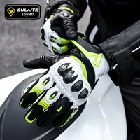 Gants de moto d'été Sulaite G7 améliorés en fibre de carbone 3K, cuir, anti-chute, double écran tactile, doigts entiers