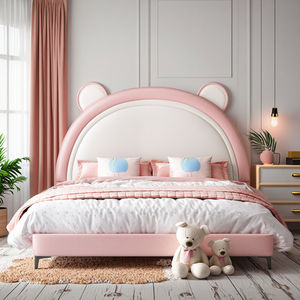 Mignon <span class=keywords><strong>petit</strong></span> ours oreille moderne en cuir <span class=keywords><strong>lit</strong></span> pour enfants garçons et filles 1.8 mètres Double <span class=keywords><strong>lit</strong></span> princesse en bois - Product Image 3