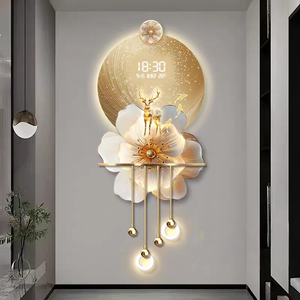 Moderne Luxus kreative 3D Blume Wand dekoration für Wohnzimmer Schlafzimmer Büro Gold LED Licht Kristall Dekoration Malerei - Product Image 6