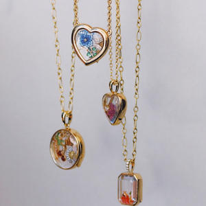 Creativo impermeable puede abrir gota de amor caja de cristal redonda Diy piedra de nacimiento colgante collar 18K Color oro joyería de preservación - Product Image 2