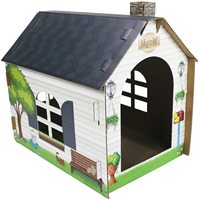 Grande maison en carton écologique pour chat avec rangement intérieur amovible, grattoir pour animaux de compagnie mignon, emballage et impression de produits
