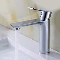 Robinet d'évier de lavabo en laiton monotrou contemporain mitigeur chaud-froid robinet de salle de bain vanne en céramique monté sur le pont mitigeur