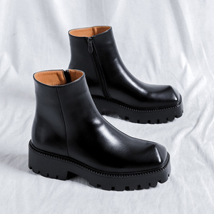 2024 גברים מרטין צ'לסי נייט מגפי ארובה בינוניים אופנתיים בסגנון בריטי קרנף צופר חורף 3523-R סלבריטי אינטרנט - Product Image 3