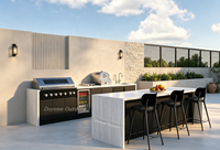 Cuisine d'extérieur modulaire noire élégante à conception séparée pour patio moderne