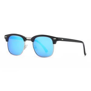 Lunettes de soleil rétro unisexes noires à demi-cadre en métal, verres polarisés en PC, protection UV400, anti-éblouissement, type 3, pour la conduite - Product Image 3