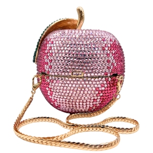 Pochette de soirée mignonne pour femme, motif pomme, avec strass brillants, sac à main pour soirée et fête, avec chaîne amovible - Product Image 3