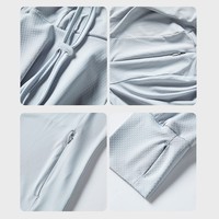 Veste à capuche zippée légère et respirante avec logo personnalisé, bord amovible, protection solaire UPF50+, passe-pouces et poches