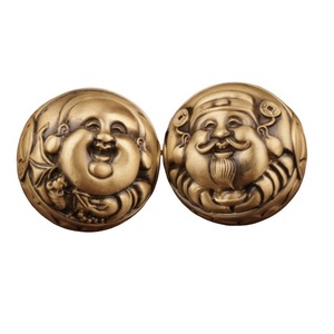 Paire de balles de massage en laiton « Dieu de la Richesse » – Outil portable anti-stress pour la relaxation musculaire à domicile et accessoire d'exercice - Product Image 5