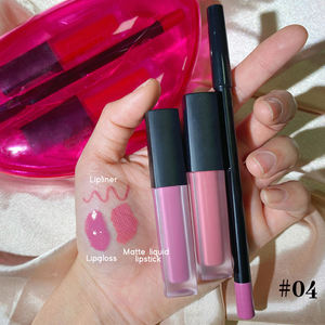 مجموعة شفاه بريق غير لامع مخصصة من العلامة التجارية الخاصة ، ملمع شفاه 3 في 1 أحمر شفاه 3 في 1 مع قلم شفاه ومجموعة ملمع شفاه وحزمة شفاه - Product Image 6