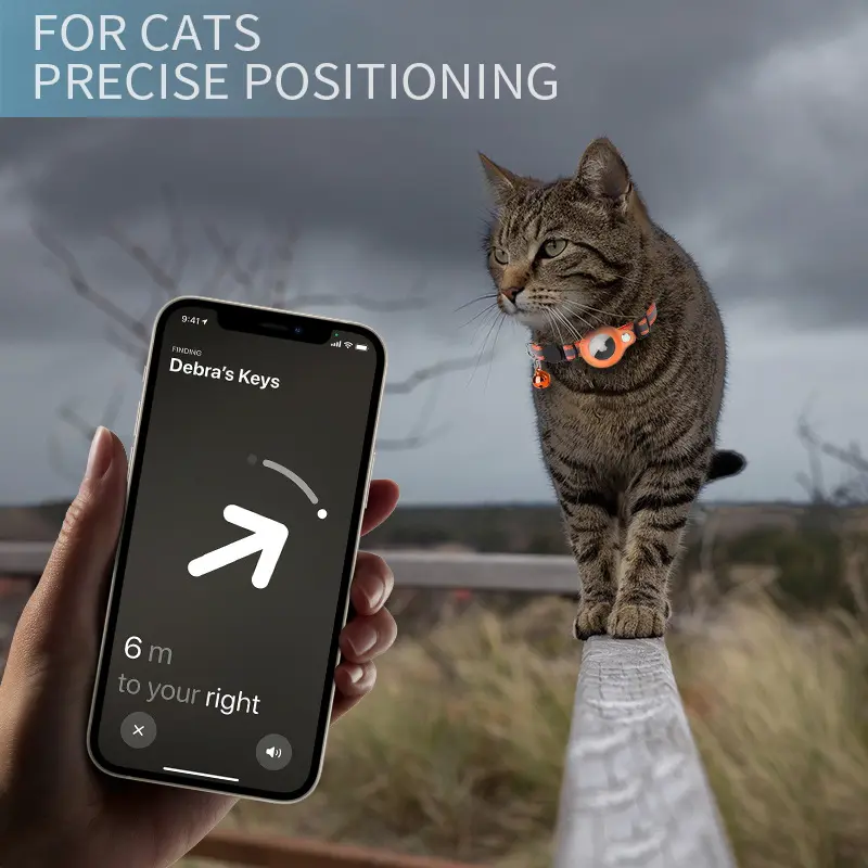 Hot bán có thể điều chỉnh ly khai khóa airtag Mèo Cổ Áo phản quang chống mất mèo cổ áo với PU airtag chủ