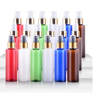 30Ml 60Ml 80Ml 100Ml Huisdierkleur Bruin Plastic Cosmetische Fijne Msit Pomp Spuitfles Met Gouden Zilveren Sproeier