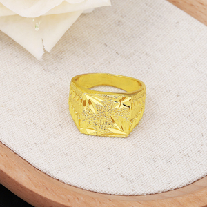 JXX Gioielli in Ottone Placcato Oro 24k Anello da Uomo alla Moda Stile Retrò Indiano di Dubai Anello Semplice in Oro da Uomo Fede Nuziale - Product Image 4