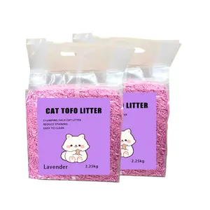 Wholesale Lavender Flavor Absorbent Dust Free Strip Shape Natural Plant Flushable Cat Sand Tofu Cat Litter