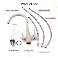 Robinet de cuisine moderne 3-en-1 en laiton, mitigeur monocommande rotatif eau chaude/froide, avec purificateur d'eau potable en céramique intégré
