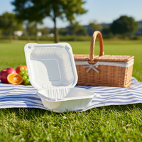 Boîte d'emballage alimentaire jetable en MFPP blanc de 5 pouces, compatible micro-ondes, pour plats à emporter, hamburgers, restauration rapide, vente en gros
