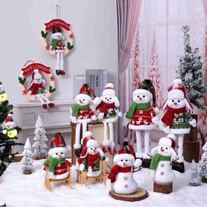 Wholesale Handmade Traditional Sitting Snowman Plush <b>Scarf</b> <b>Hat</b> Christmas Window Display Decor Festive Home Ornament Low - Product Image 2
