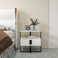 NOVA Mesita de Noche Multifuncional de Madera Sólida de Alta Gama, Moderna y Lujosa, Venta al por Mayor de Fábrica, con Carga Inalámbrica Inteligente