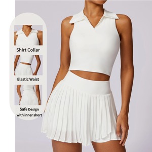 Sunquest Vêtements de tennis en gros <span class=keywords><strong>avec</strong></span> short intérieur Workout Fitness Jupes de tennis sexy à taille haute pour femmes - Product Image 2