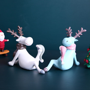Resin Reindeer <b>Ornament</b> Doll Set Indoor Decor Gift Soft Furnishing <b>Car</b> Decoration Christmas Figurine Toys - Product Image 2