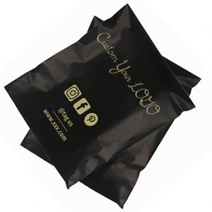 Bolsas de Poliéster Gruesas de Color Negro Puro con Impresión de Logotipo Personalizado, Bolsas de Embalaje para Mensajería, Envío y Transporte de Ropa - Product Image 1