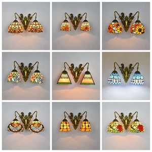 Luxury Tiffany antico lampada <span class=keywords><strong>da</strong></span> parete balconata decorazione <span class=keywords><strong>da</strong></span> terrazza lampada <span class=keywords><strong>da</strong></span> illuminazione a doppia testa sirena Art comodino <span class=keywords><strong>lampade</strong></span> <span class=keywords><strong>da</strong></span> parete - Product Image 3