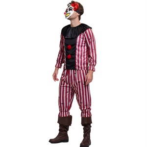 Costume de Clown Effrayant pour <span class=keywords><strong>Homme</strong></span> - Combinaison Rayée Rouge et Blanche pour Halloween - Product Image 4
