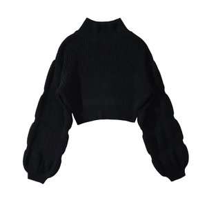 Primavera Nuevo en stock Tamaño libre Cuello alto Color sólido Suéter de manga larga Tops para mujeres - Product Image 6