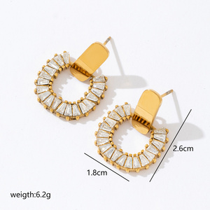 Pendientes de Moda DANSHU Antialérgicos, Circulares, Huecos, Colgantes, Chapados en Oro de 18K, con Circonita Cúbica - Product Image 5