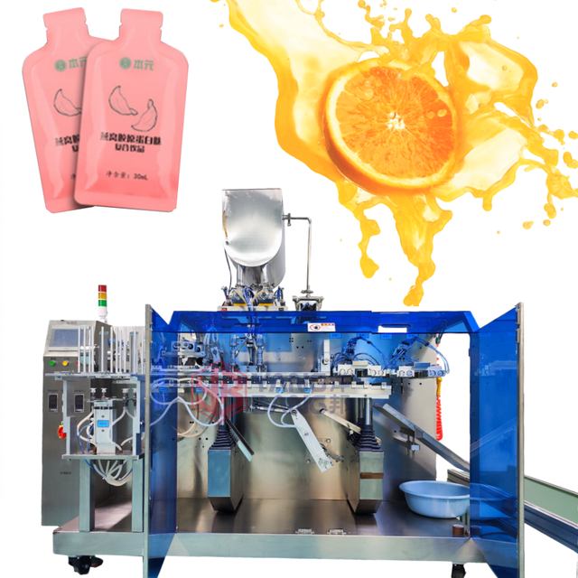 High Speed Automatic Energy Drink Shot Packet Stand up Bottle Shaped Doypack Sachet Sealing Packing Liquid Pouch Filling Machine