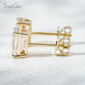 Starsgem Moda Venta caliente Diseño Stud Pendientes 18K Oro sólido Octágono Esmeralda Corte Laboratorio Diamante Pendientes - Product Image 3
