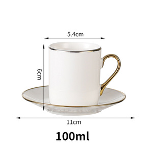 Light Luxury Gold Rim Ceramic Coffee Cup Saucer Set Nordic Style Modern Design Heat-Resistant Gift <b>Box</b> Pack - Product Image 5