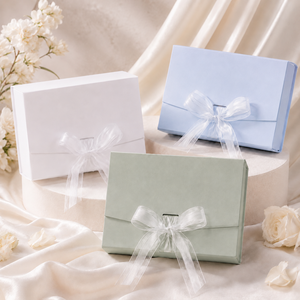 Caja de regalo magnética plegable de una pieza con impresión personalizada, paquete plano con lazo de organza, caja de embalaje de lujo para regalos cosméticos y souvenirs. - Product Image 3