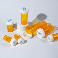 Botol Pil PP Amber Kuning 8-60 DR dengan Tutup Tahan Anak dan Ujung Mudah Dibuka untuk Kemasan Farmasi