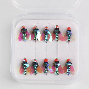 Promo Panas 10pcs Umpan Pancing Serangga Buatan Cepat Tenggelam Kepala Manik Kuningan Scud Fly Worm Set Umpan Pancing Ikan Trout - Product Image 4