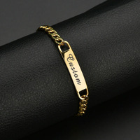 Bracelet d'identification personnalisé pour hommes et femmes, en titane et acier inoxydable, chaîne cubaine à maillons, gravure personnalisée, bracelet barre, jonc