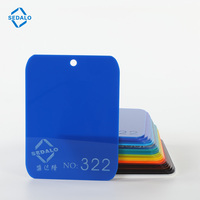 Plaque acrylique PMMA semi-transparente bleu profond, sur mesure, pliage à chaud, antistatique, panneau en verre organique pour présentoirs