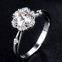 Anillo de compromiso de moissanita al por mayor, joyería de Alibaba, plata VVS 1CT, gemas geométricas, engaste chapado en platino 925, R.GEM.